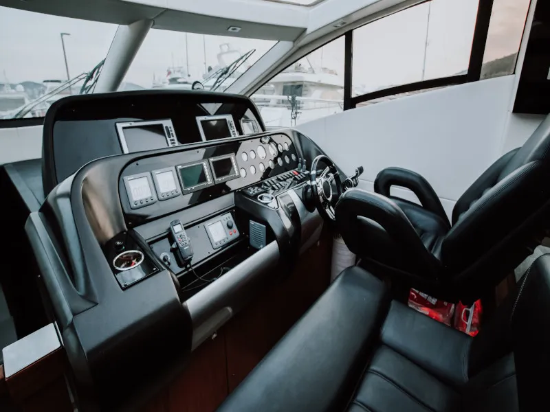 Cockpit of Marita, a Sunseeker 64 motor yacht at Seget Donji, Croatia
