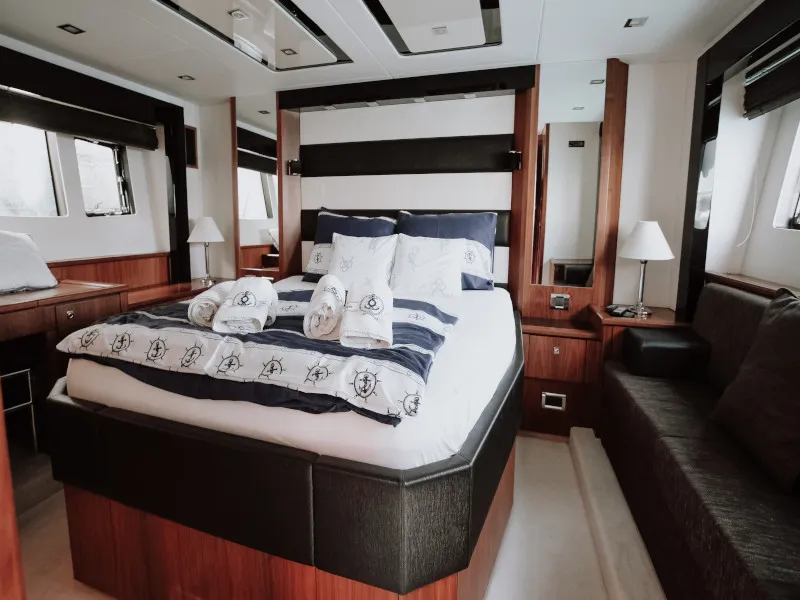 Cabin on Marita, a Sunseeker 64 motor yacht at Seget Donji, Croatia