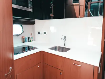 Galley of Marita, a Sunseeker 64 motor yacht at Seget Donji, Croatia