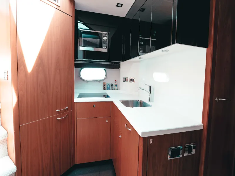 Galley of Marita, a Sunseeker 64 motor yacht at Seget Donji, Croatia