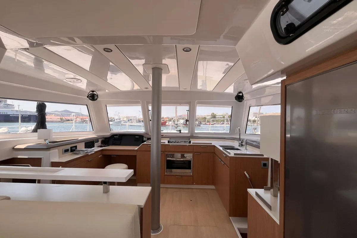 Galley of Wiseas, a Bali Catspace catamaran at Volos, Greece