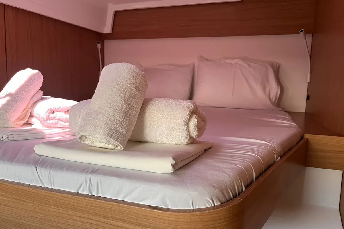 Cabin on Wiseas, a Bali Catspace catamaran at Volos, Greece