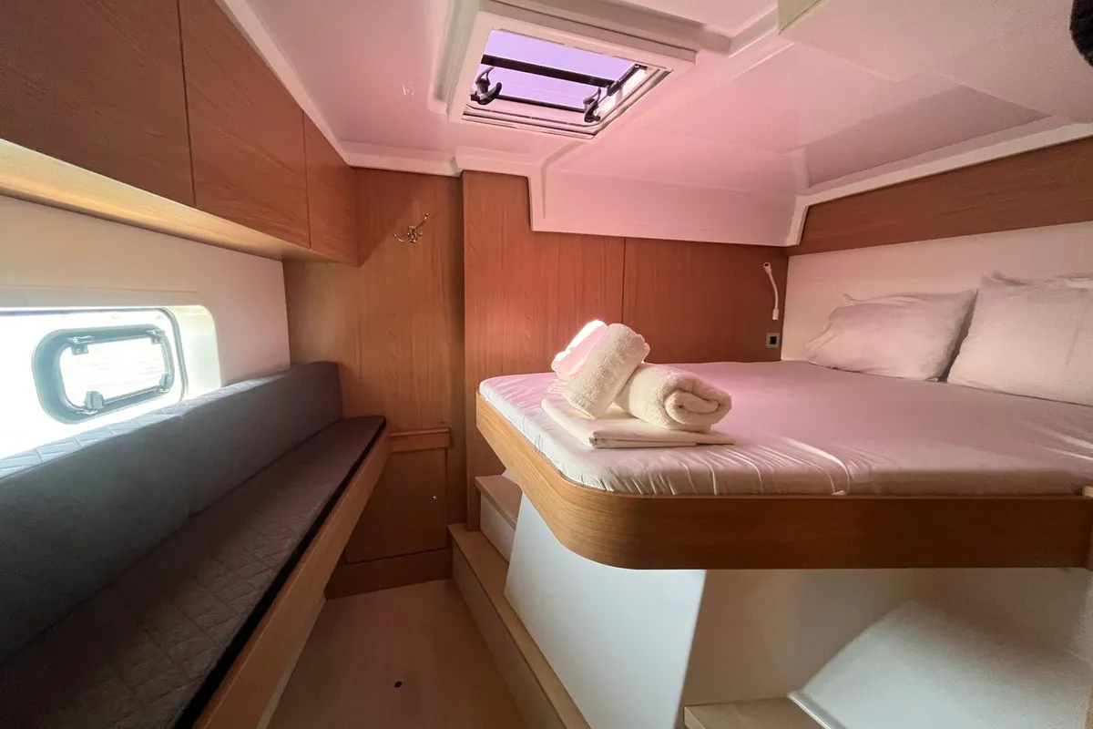Cabin on Wiseas, a Bali Catspace catamaran at Volos, Greece