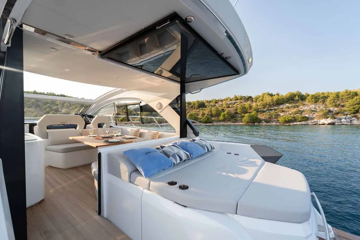 Holly Four, a Beneteau Gran Turismo 45 motor yacht at Grad Šibenik, Croatia
