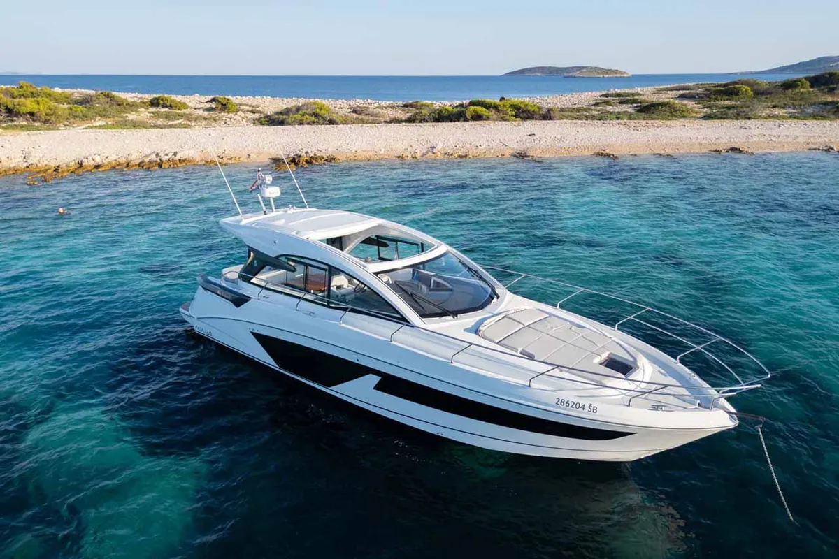 Holly Four, a Beneteau Gran Turismo 45 motor yacht at Grad Šibenik, Croatia