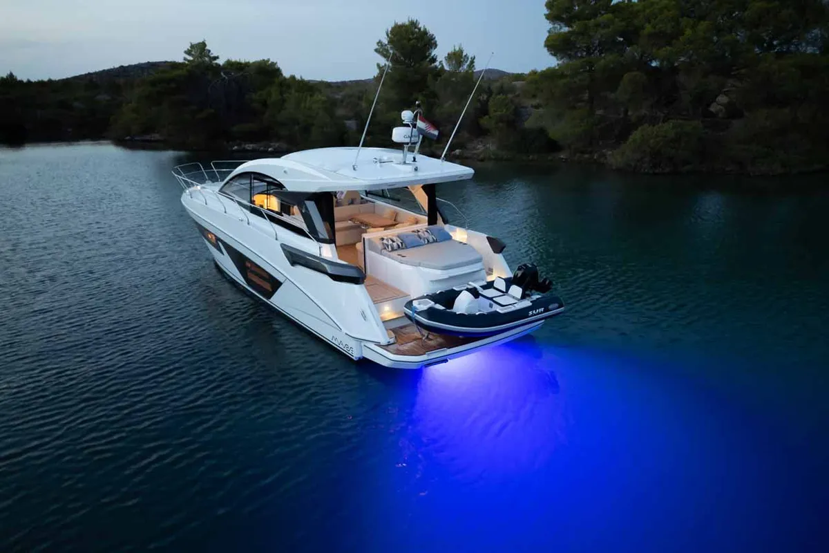 Holly Four, a Beneteau Gran Turismo 45 motor yacht at Grad Šibenik, Croatia