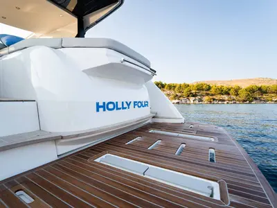 Deck of Holly Four, a Beneteau Gran Turismo 45 motor yacht at Šibenik, Croatia