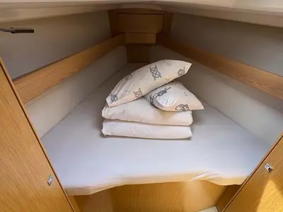 Cabin on Opal, a Bavaria Cruiser 34 Style sailboat at Grad Trogir, Croatia