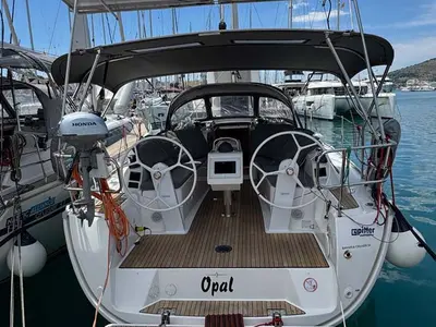 Cockpit of Opal, a Bavaria Cruiser 34 Style sailboat at Grad Trogir, Croatia