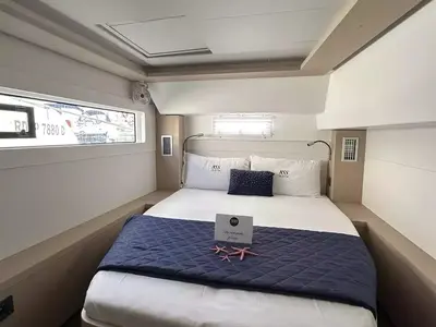 Cabin on Westerlund II, a Lagoon 46 catamaran at Salerno, Italy