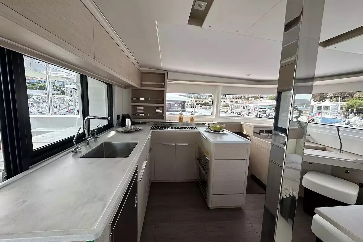 Galley of Westerlund II, a Lagoon 46 catamaran at Salerno, Italy