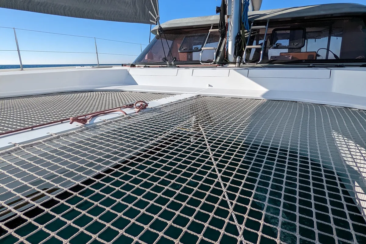 Deck of ORION, a Nautitech 40 Open catamaran at Pula, Croatia