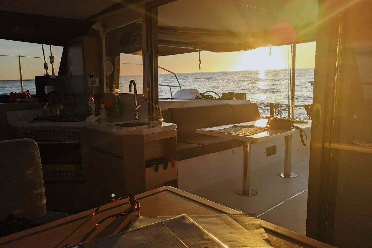 Salon of ORION, a Nautitech 40 Open catamaran at Pula, Croatia