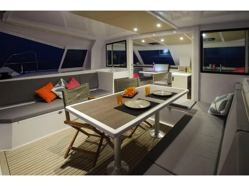 Salon of ORION, a Nautitech 40 Open catamaran at Pula, Croatia
