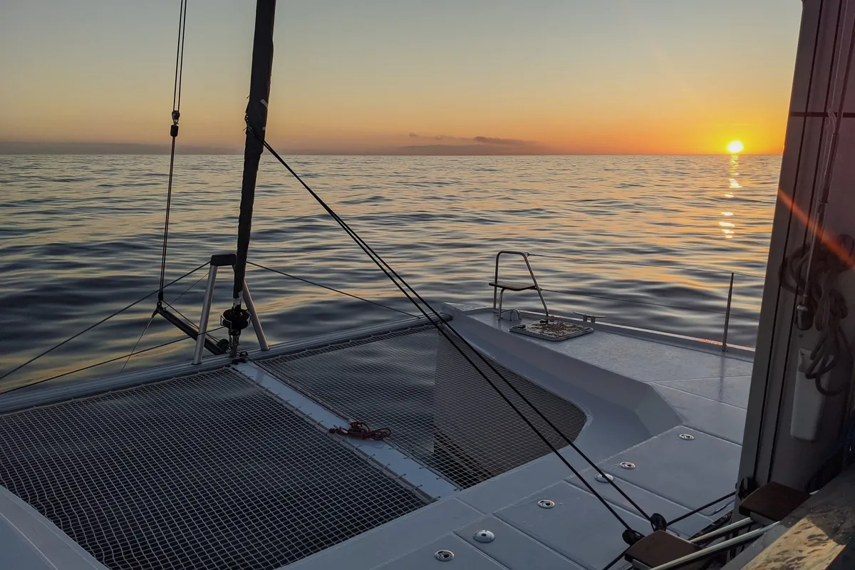 Deck of ORION, a Nautitech 40 Open catamaran at Pula, Croatia