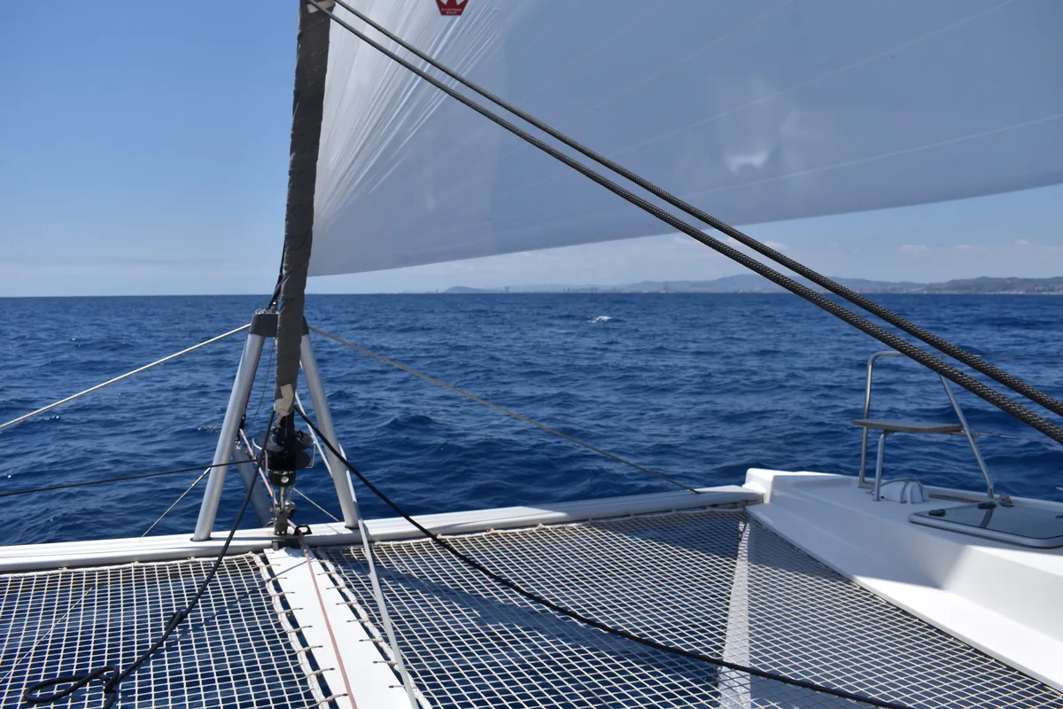 Deck of ORION, a Nautitech 40 Open catamaran at Pula, Croatia