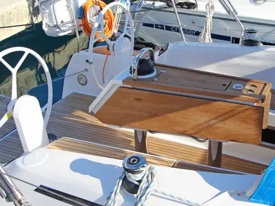 Cockpit of Lilith, a Bavaria Cruiser 34 sailboat at Split, Croatia