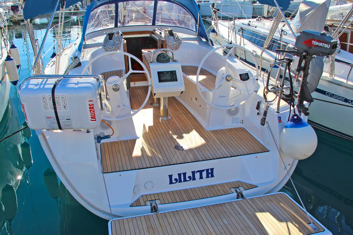 Deck of Lilith, a Bavaria Cruiser 34 sailboat at Split, Croatia