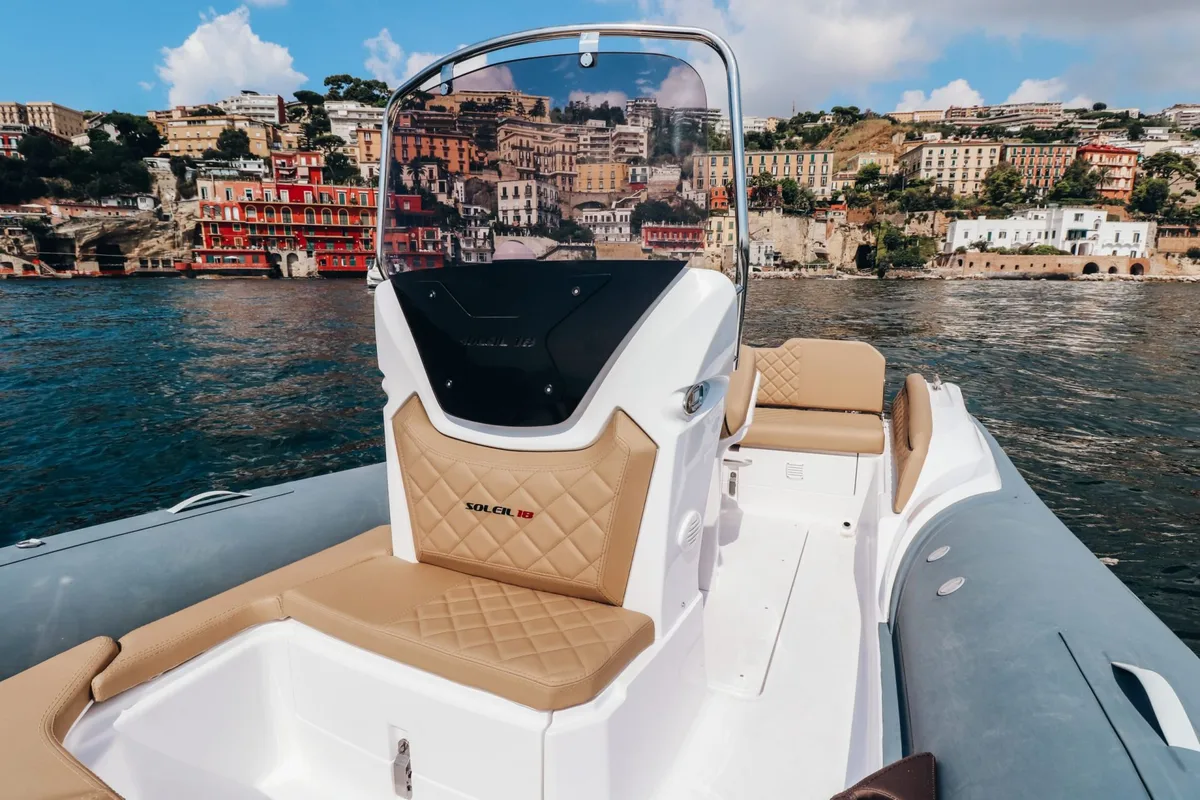 Deck of Salpa, a Salpa Soleil 18 motorboat at Grad Vodice, Croatia