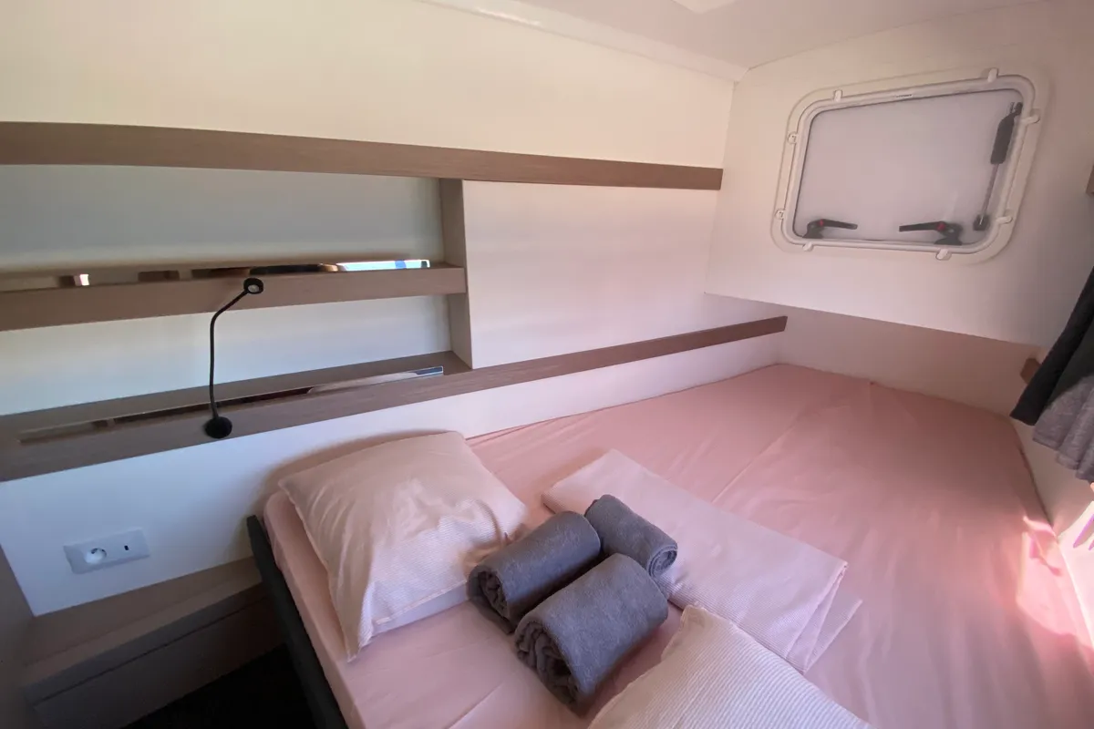 Cabin on Foutaine Pajot Isla 40, a Fountaine Pajot Isla 40 catamaran at Portimão, Portugal