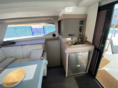 Salon of Foutaine Pajot Isla 40, a Fountaine Pajot Isla 40 catamaran at Portimão, Portugal