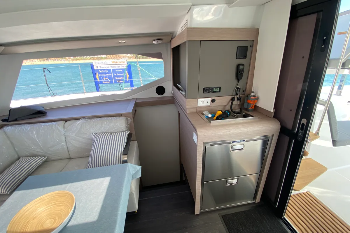 Salon of Foutaine Pajot Isla 40, a Fountaine Pajot Isla 40 catamaran at Portimão, Portugal