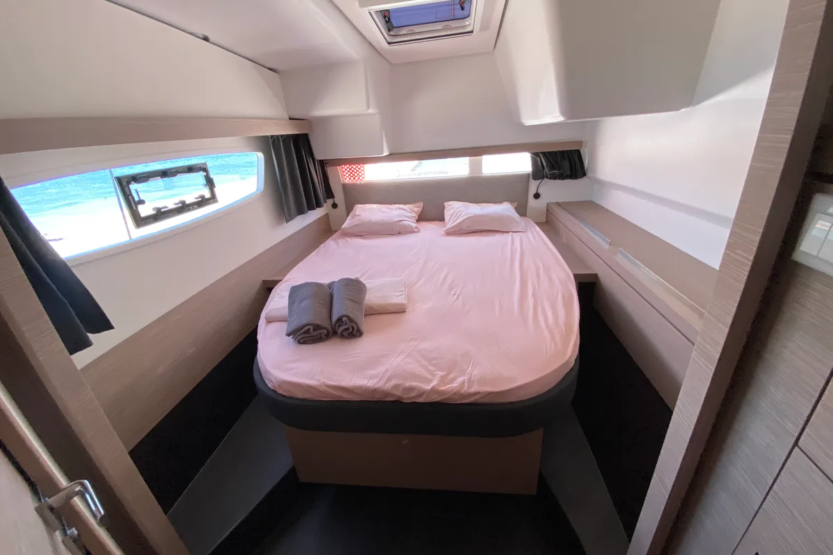 Cabin on Foutaine Pajot Isla 40, a Fountaine Pajot Isla 40 catamaran at Portimão, Portugal