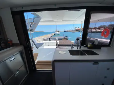 Galley of Foutaine Pajot Isla 40, a Fountaine Pajot Isla 40 catamaran at Portimão, Portugal