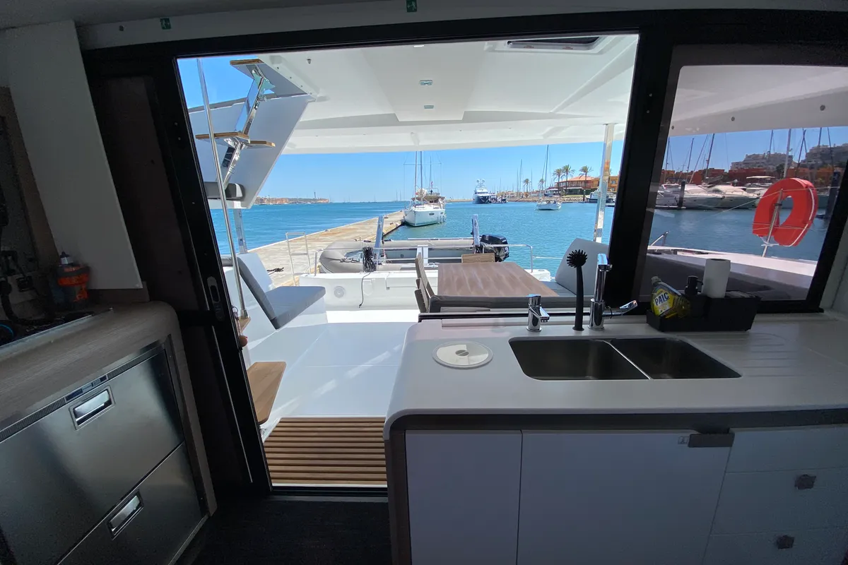 Galley of Foutaine Pajot Isla 40, a Fountaine Pajot Isla 40 catamaran at Portimão, Portugal