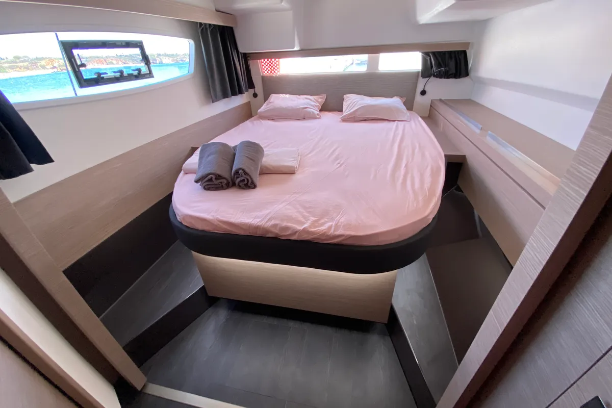 Cabin on Foutaine Pajot Isla 40, a Fountaine Pajot Isla 40 catamaran at Portimão, Portugal