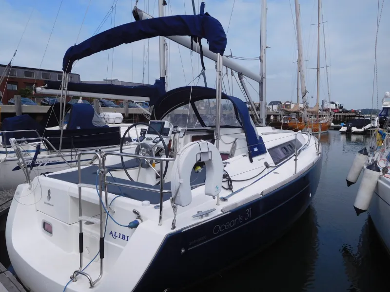Exterior view of Alibi, a Beneteau Oceanis 31 sailboat at Poole, United Kingdom