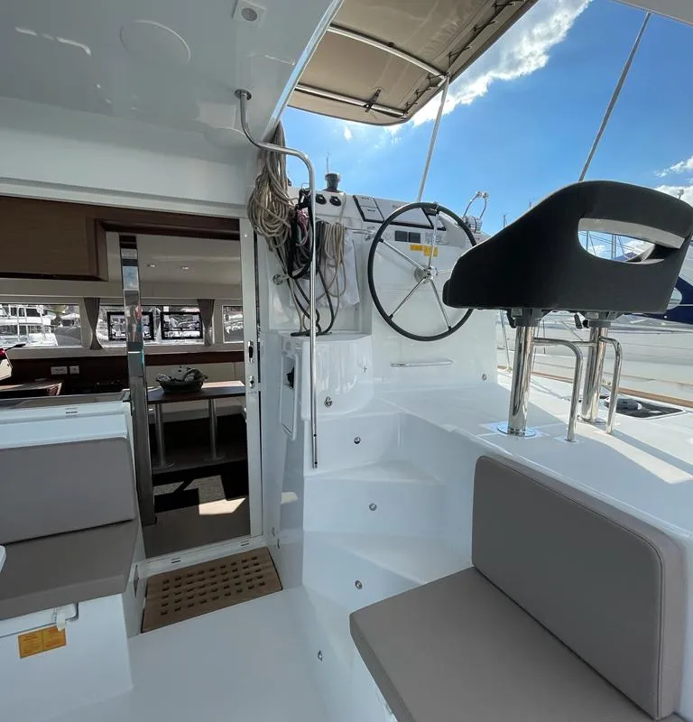 Cockpit of Fratelli, a Lagoon 40 catamaran at Volos Municipality, Greece