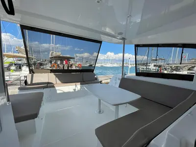 Deck of Fratelli, a Lagoon 40 catamaran at Volos Municipality, Greece