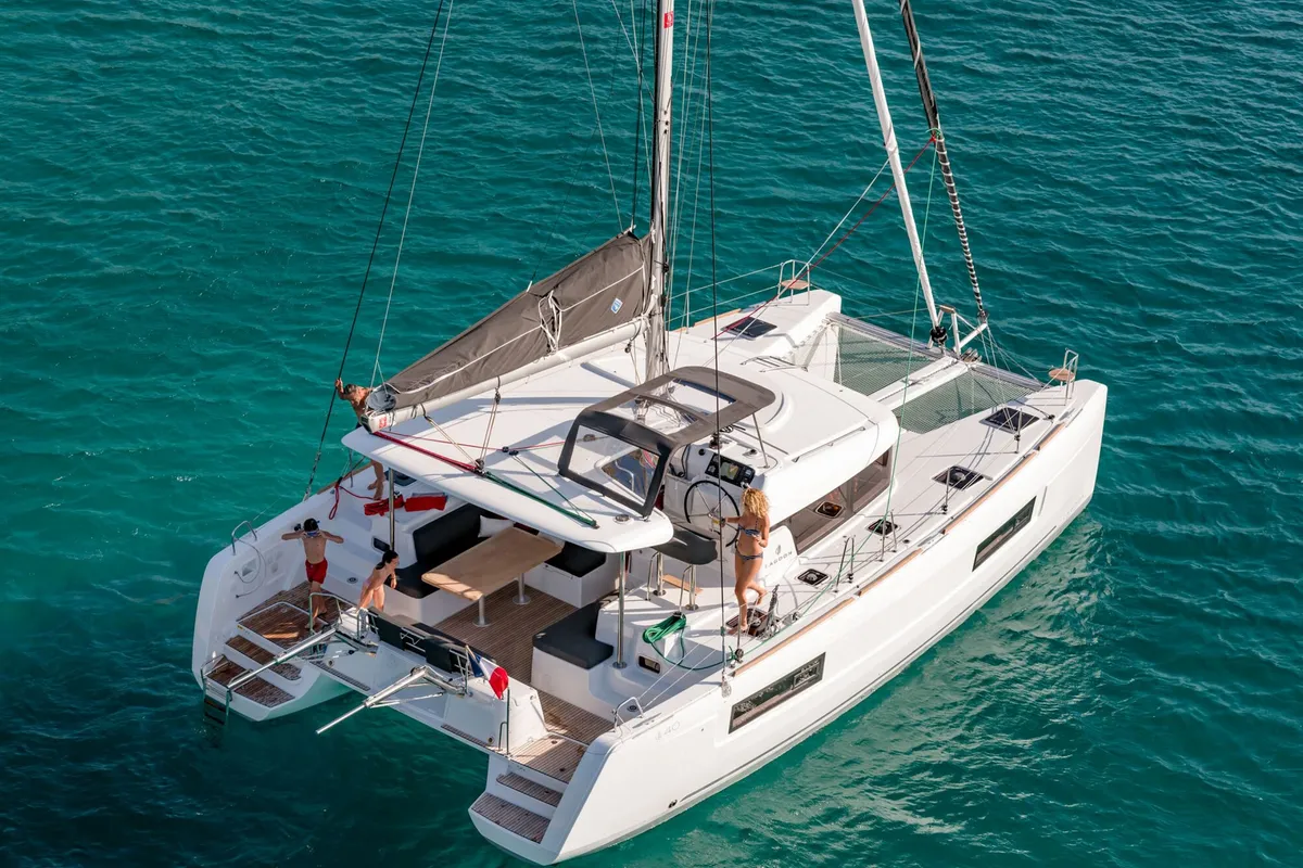 Exterior view of Fratelli, a Lagoon 40 catamaran at Volos Municipality, Greece