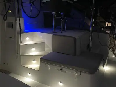 Cockpit of Fratelli, a Lagoon 40 catamaran at Volos Municipality, Greece