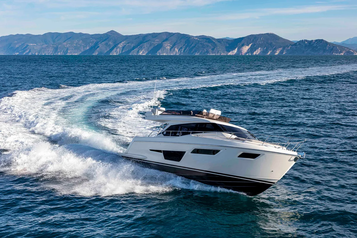 Exterior view of Alabdulla, a Ferretti Yachts 500 motor yacht at Općina Sukošan, Croatia