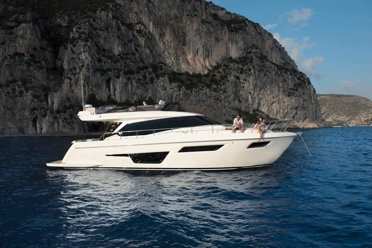 Exterior view of Alabdulla, a Ferretti Yachts 500 motor yacht at Općina Sukošan, Croatia