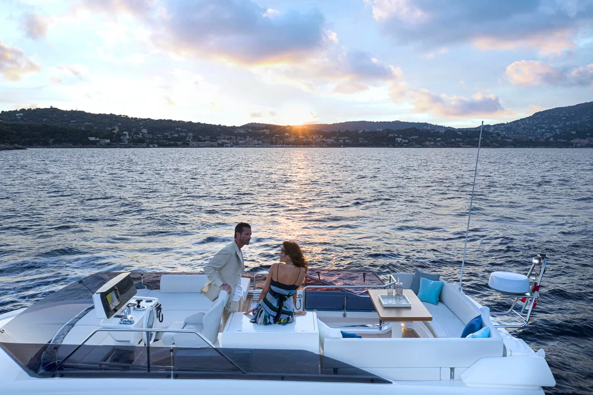 Deck of Alabdulla, a Ferretti Yachts 500 motor yacht at Općina Sukošan, Croatia