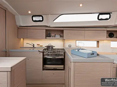 Galley of Paula, a Beneteau Oceanis 46.1 sailboat at Palma de Mallorca, Spain