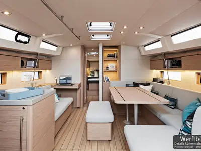 Salon of Paula, a Beneteau Oceanis 46.1 sailboat at Palma de Mallorca, Spain