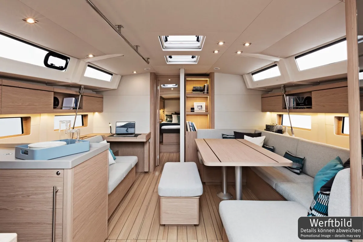 Salon of Paula, a Beneteau Oceanis 46.1 sailboat at Palma de Mallorca, Spain