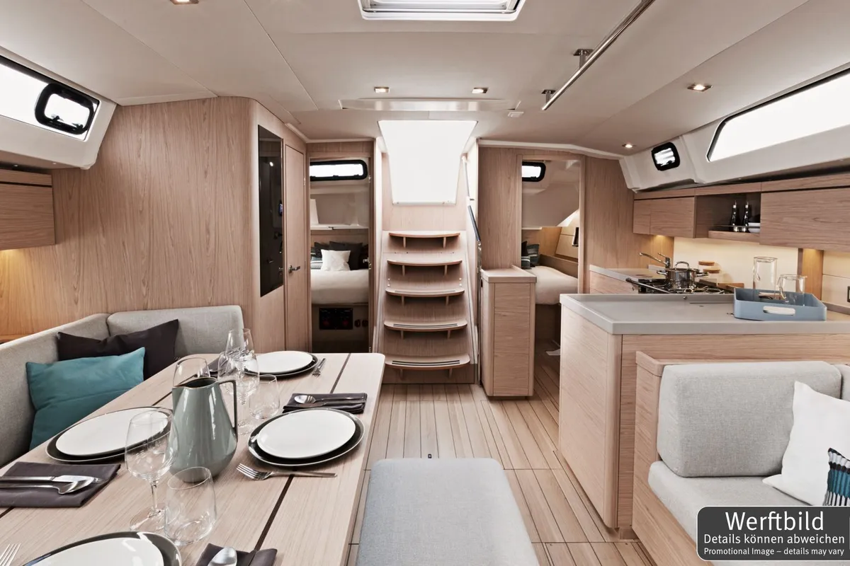 Salon of Paula, a Beneteau Oceanis 46.1 sailboat at Palma de Mallorca, Spain