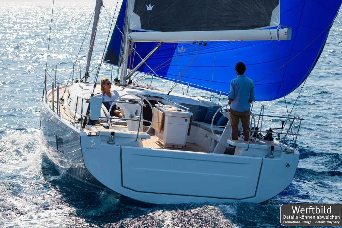 Exterior view of Paula, a Beneteau Oceanis 46.1 sailboat at Palma de Mallorca, Spain