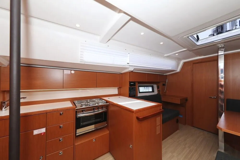 Galley of Blue Note, a Bavaria C38 sailboat at Biograd na Moru, Croatia