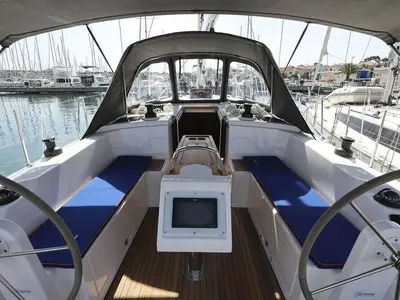 Cockpit of Blue Note, a Bavaria C38 sailboat at Biograd na Moru, Croatia