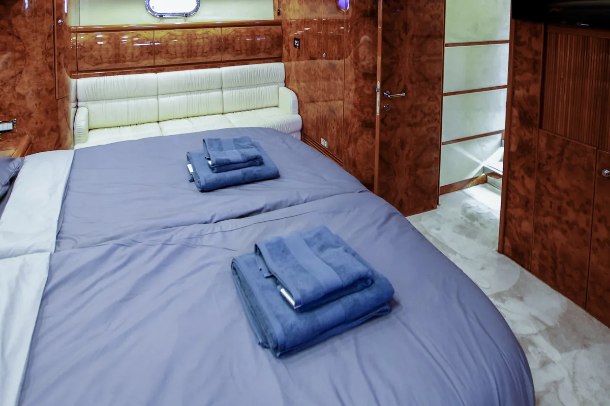 Cabin on Ma Bella, a Monte Fino 70 motor yacht at Castellammare di Stabia, Italy