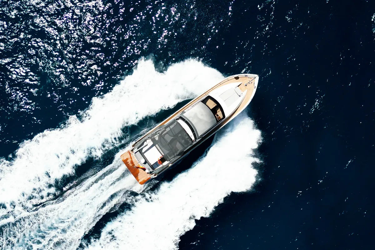 Exterior view of Ma Bella, a Monte Fino 70 motor yacht at Castellammare di Stabia, Italy