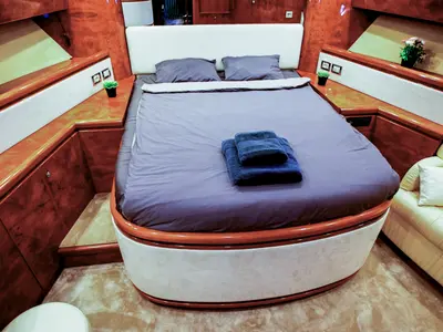 Cabin on Ma Bella, a Monte Fino 70 motor yacht at Castellammare di Stabia, Italy