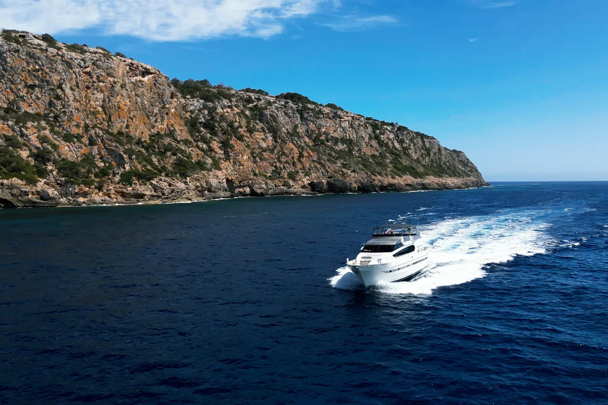 Exterior view of Ma Bella, a Monte Fino 70 motor yacht at Castellammare di Stabia, Italy