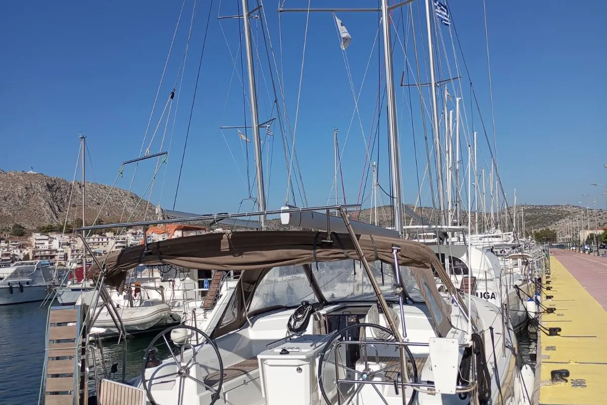 Exterior view of Ocean Pearl, a Beneteau Oceanis 40.1 sailboat at Zakynthos Municipal Unit, Greece